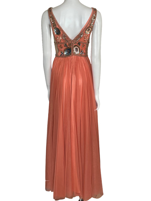 Vestido Tesoro TPS Maxi Lentejuelas Naranja-Talla S