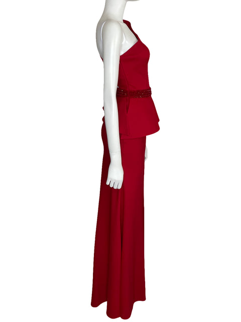 Vestido Mac Duggal One Shoulder Cut Out Rojo-Talla 8