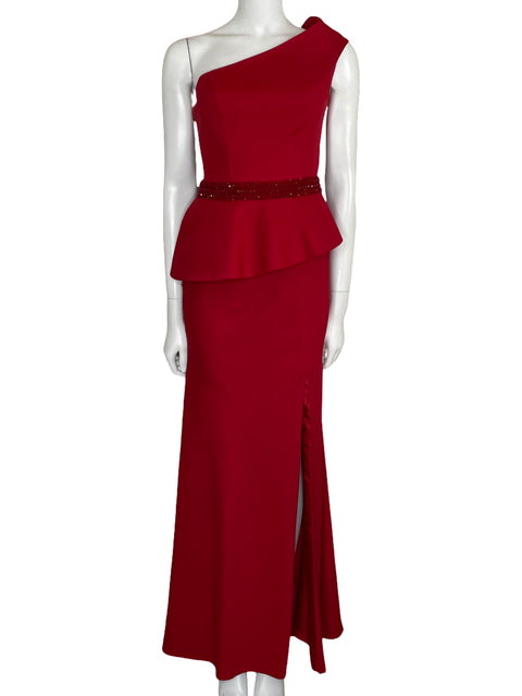 Vestido Mac Duggal One Shoulder Cut Out Rojo-Talla 8