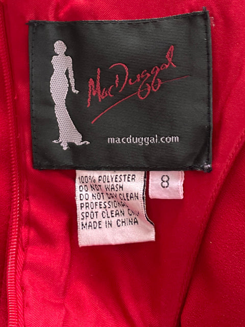 Vestido Mac Duggal One Shoulder Cut Out Rojo-Talla 8