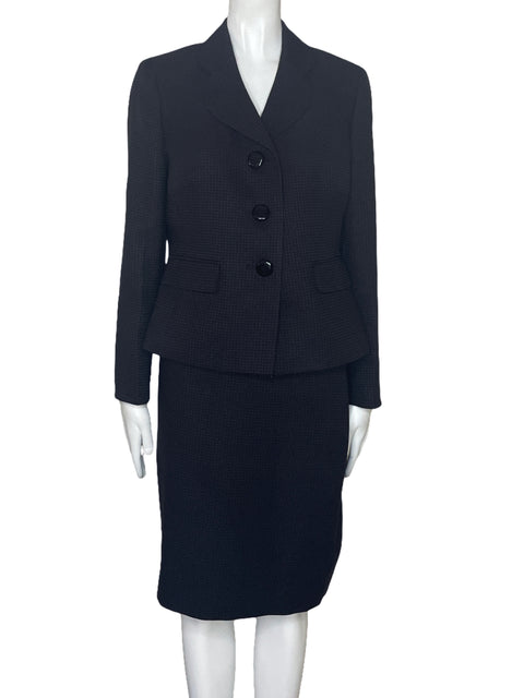 Set Kasper Blazer + Falda Cuadros Negro-Talla 8