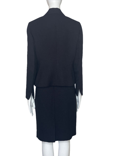 Set Kasper Blazer + Falda Cuadros Negro-Talla 8