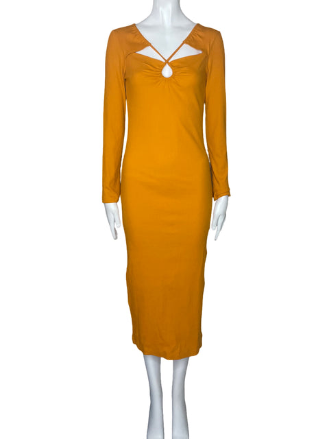 Vestido Zara Mangas Cruzado Naranja-Talla S