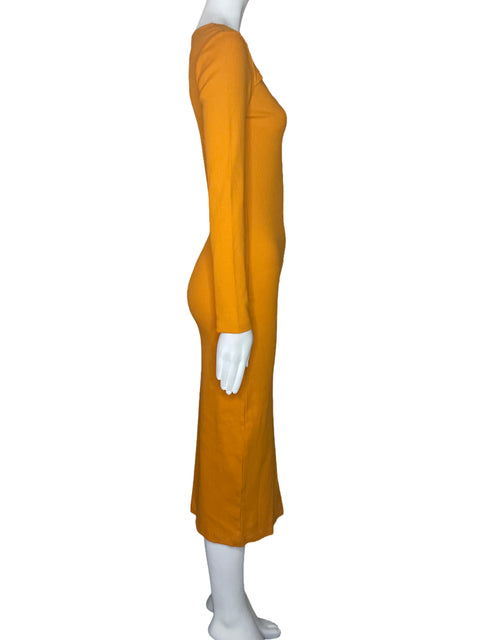 Vestido Zara Mangas Cruzado Naranja-Talla S