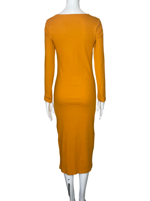 Vestido Zara Mangas Cruzado Naranja-Talla S