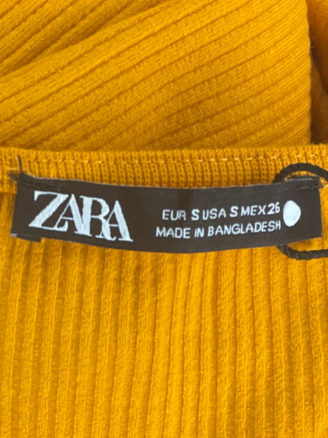 Vestido Zara Mangas Cruzado Naranja-Talla S