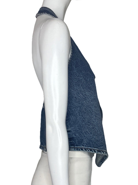 Blusa Zara Denim Halter Azul-Talla S