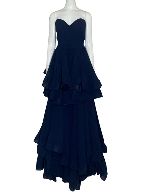 Vestido Jovani Capas Azul - Talla 12