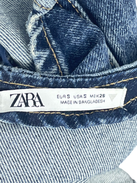 Blusa Zara Denim Halter Azul-Talla S