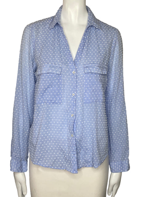 Camisa Zara Lunares Bolsillo Azul-Talla S