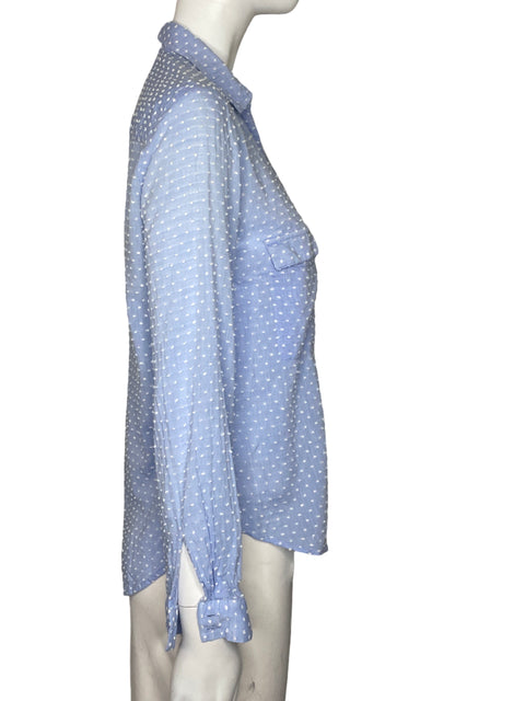 Camisa Zara Lunares Bolsillo Azul-Talla S