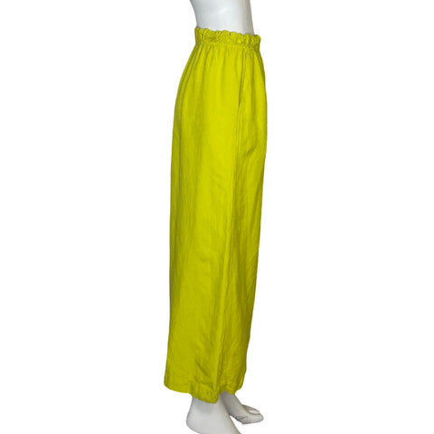 Pantalón Oysho Lino Flare Verde - Talla XS