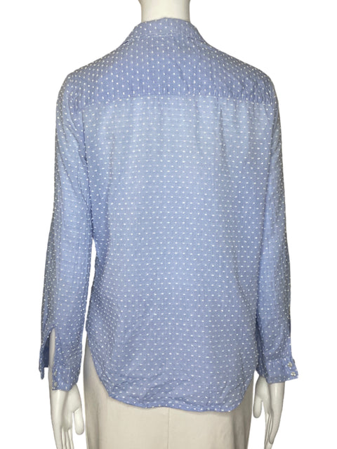 Camisa Zara Lunares Bolsillo Azul-Talla S