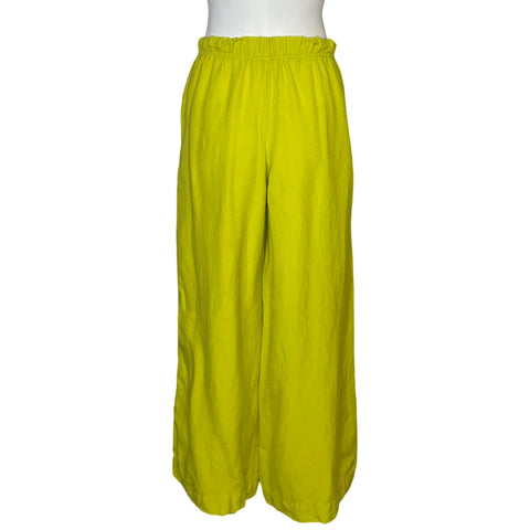 Pantalón Oysho Lino Flare Verde - Talla XS