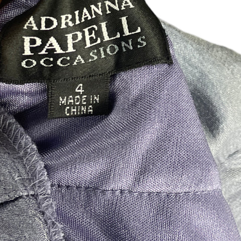 Vestido Adrianna Papell Flecos Plateado - Talla S