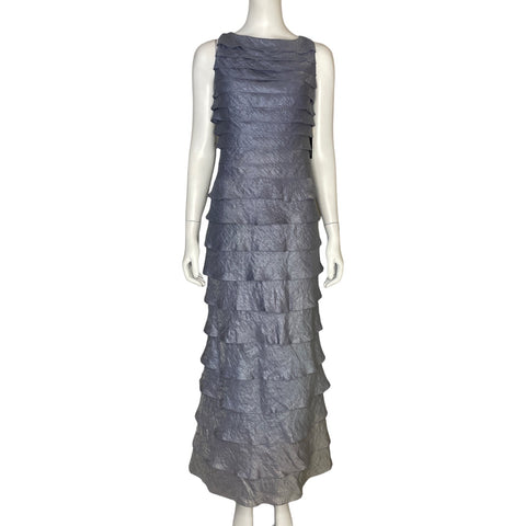 Vestido Adrianna Papell Flecos Plateado - Talla S