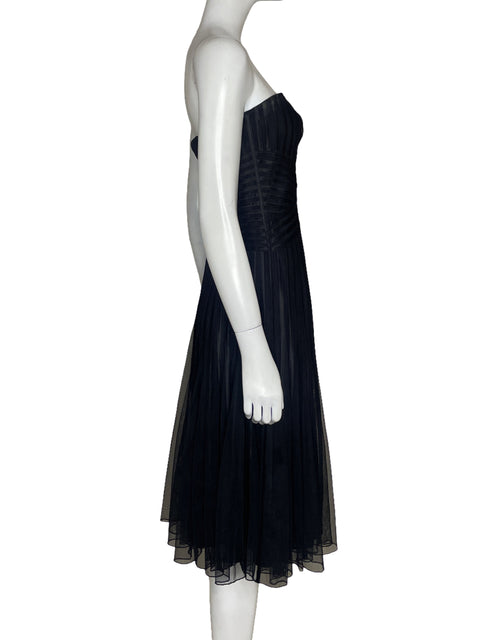 Vestido White House Plisado Tul Negro - Talla 8