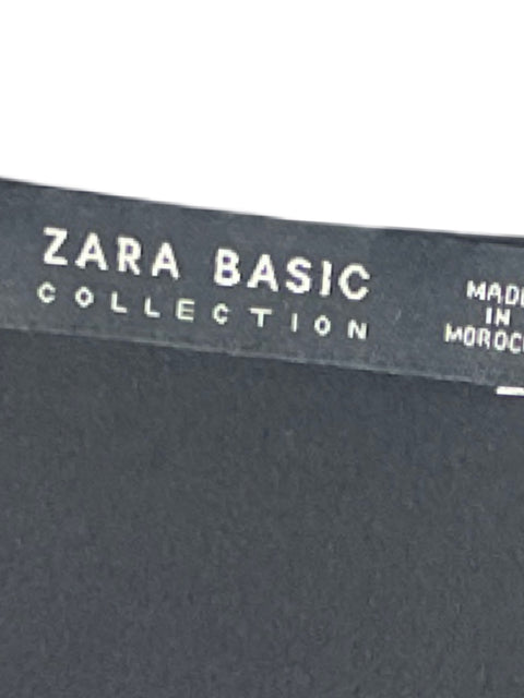 Blusa Zara Cruzado Flores Negro-Talla S