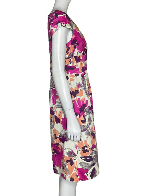 Vestido Adrianna Papell Flores Blanco - Talla 10