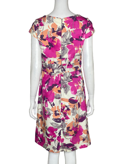 Vestido Adrianna Papell Flores Blanco - Talla 10