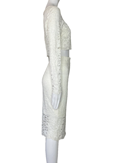 Set Marciano Encaje Top+Falda Blanco-Talla S