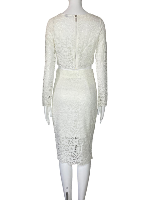 Set Marciano Encaje Top+Falda Blanco-Talla S