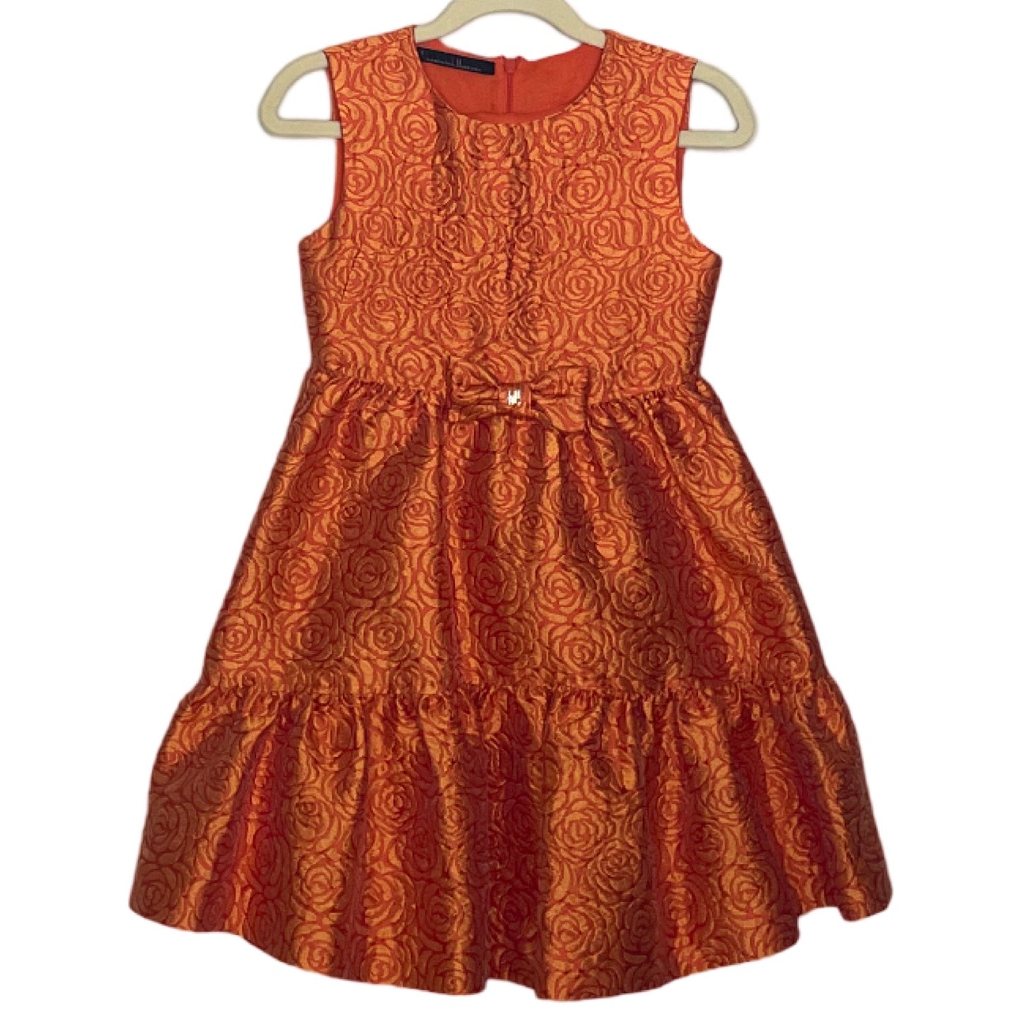 Vestido Carolina Herrera Rosas Naranja-Talla 6