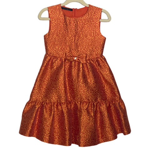 Vestido Carolina Herrera Rosas Naranja-Talla 6
