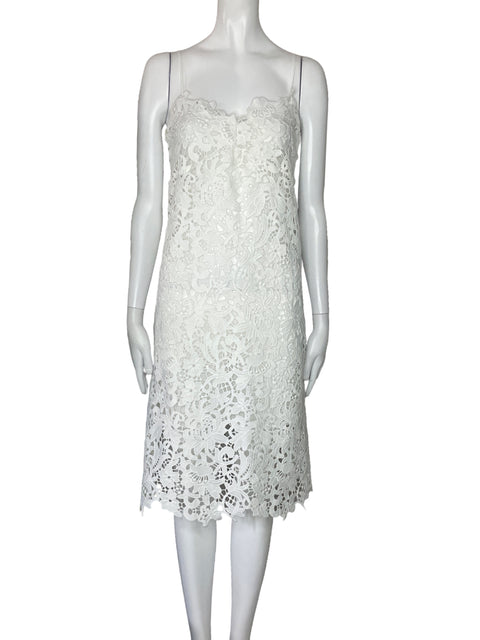Vestido Zara Encaje Flores Tiras Blanco-Talla S