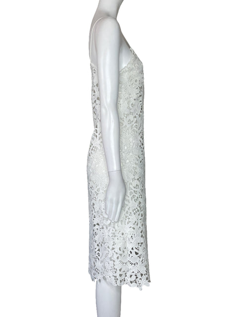 Vestido Zara Encaje Flores Tiras Blanco-Talla S