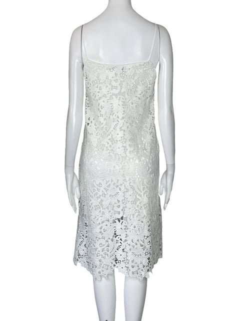 Vestido Zara Encaje Flores Tiras Blanco-Talla S