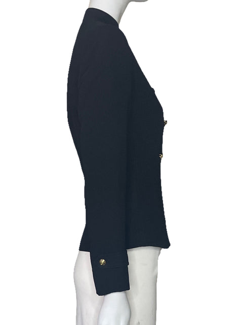 Chaqueta Tahari Arthur S. Levine Botones Cremallera Negro-Talla 0