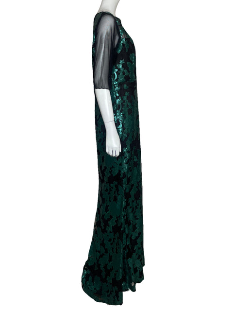 Vestido Badgley Mischka Lentejuelas Verde - Talla 14