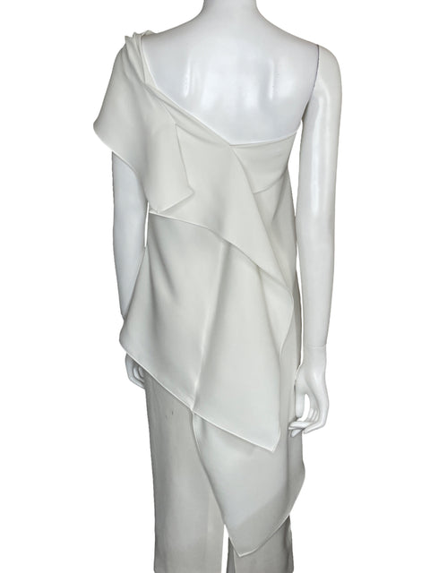 Blusa Carolina Herrera Asimétrica One Shoulder Blanco-Talla XS