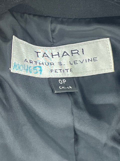 Chaqueta Tahari Arthur S. Levine Botones Cremallera Negro-Talla 0
