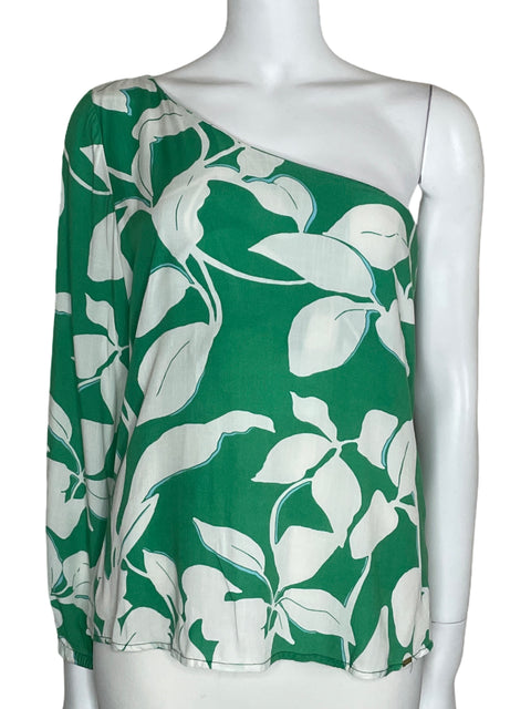 Blusa Esprit One Shoulder Floral Verde-Talla S