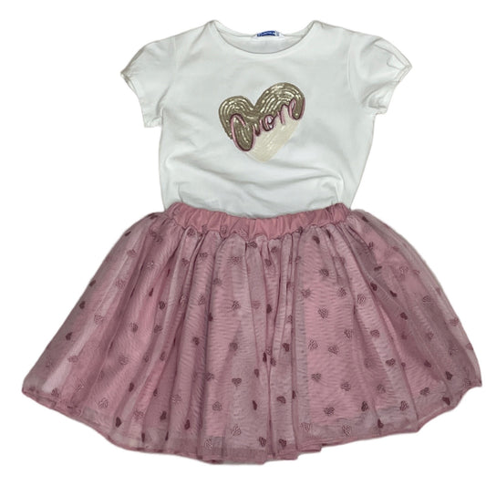 Set Mayoral Falda Blusa Corazon Rosado-Talla 6