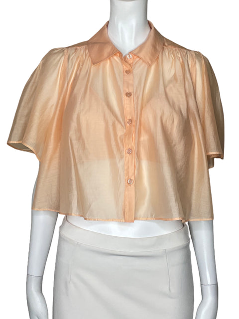 Camisa House Of Harlow 1960 Cropped Transparete Naraja-Talla S