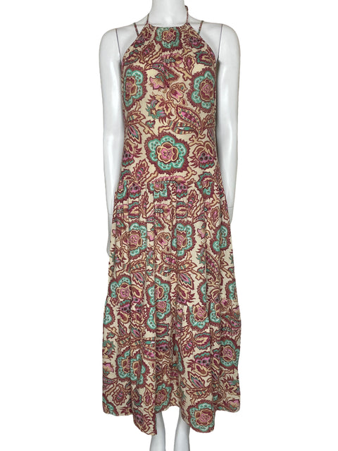 Vestido Zara Print Tirantes Beige-Talla XS-S