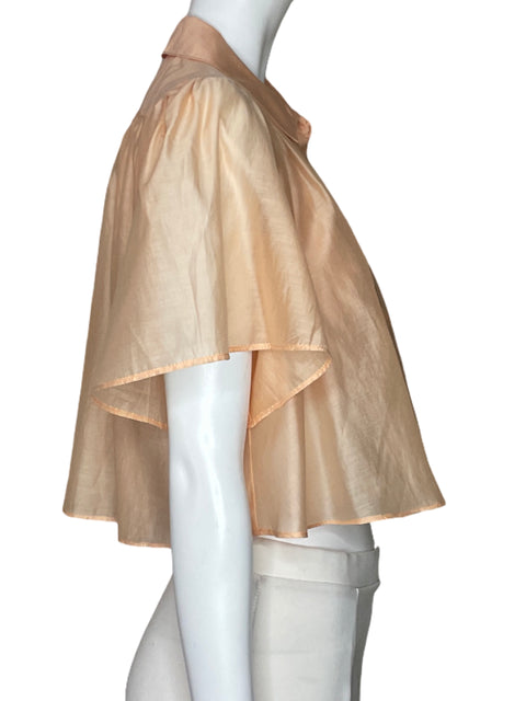 Camisa House Of Harlow 1960 Cropped Transparete Naraja-Talla S