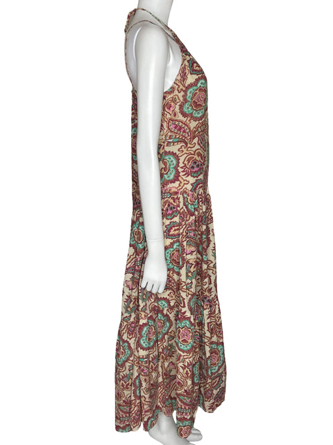 Vestido Zara Print Tirantes Beige-Talla XS-S