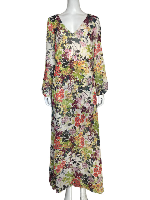 Vestido I.N.C International Concepts Maxi Flores Blanco - Talla 10