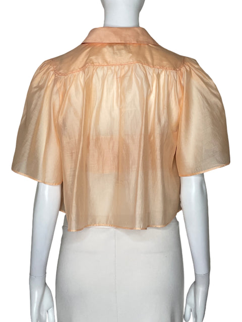 Camisa House Of Harlow 1960 Cropped Transparete Naraja-Talla S
