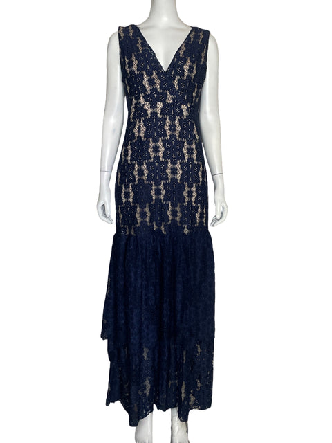 Vestido Via Vai Midi Encaje Azul - Talla L