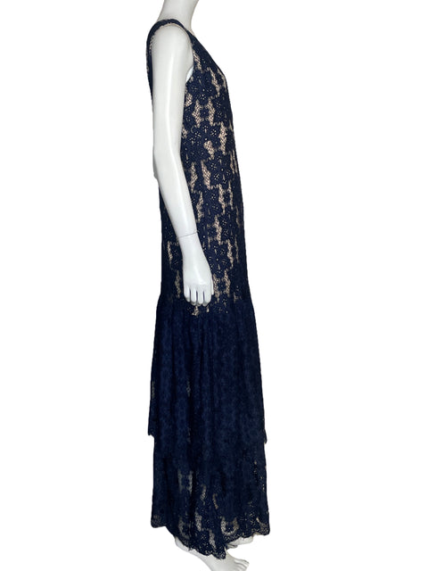 Vestido Via Vai Midi Encaje Azul - Talla L