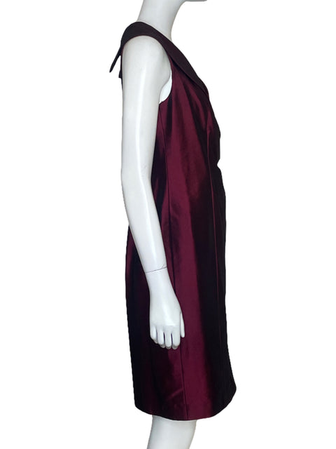 Vestido Kay Unger Cuello V Rojo Vino - Talla 8