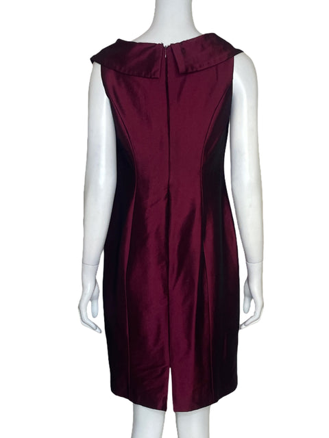 Vestido Kay Unger Cuello V Rojo Vino - Talla 8
