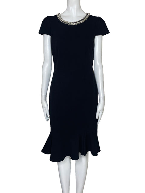 Vestido Betsey Johnson Perlas Vuelo Negro-Talla 6