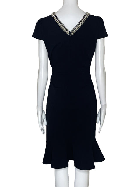Vestido Betsey Johnson Perlas Vuelo Negro-Talla 6