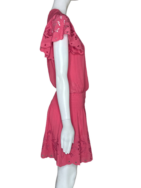 Vestido Ramy Brook Troquelado Bordado Rosado-Talla XS